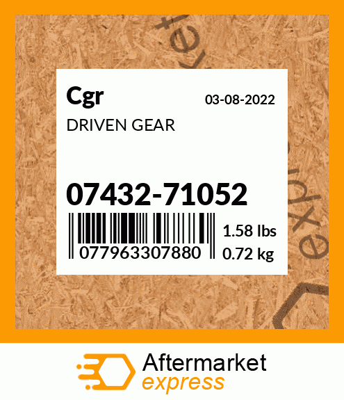 Spare part 07432-71052 + DRIVEN GEAR