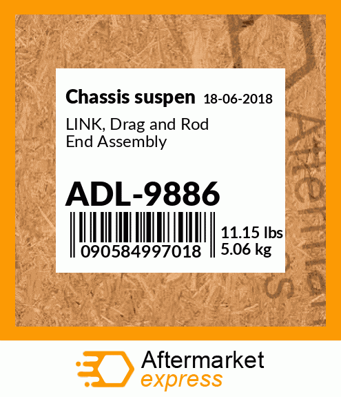 Spare part ADL-9886 + LINK, Drag and Rod End Assembly