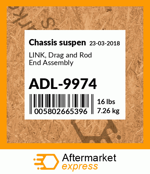 Spare part ADL-9974 + LINK, Drag and Rod End Assembly