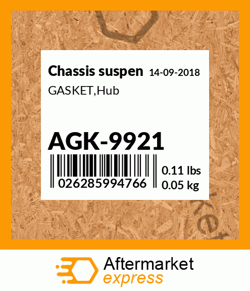 Spare part AGK-9921 + GASKET,Hub