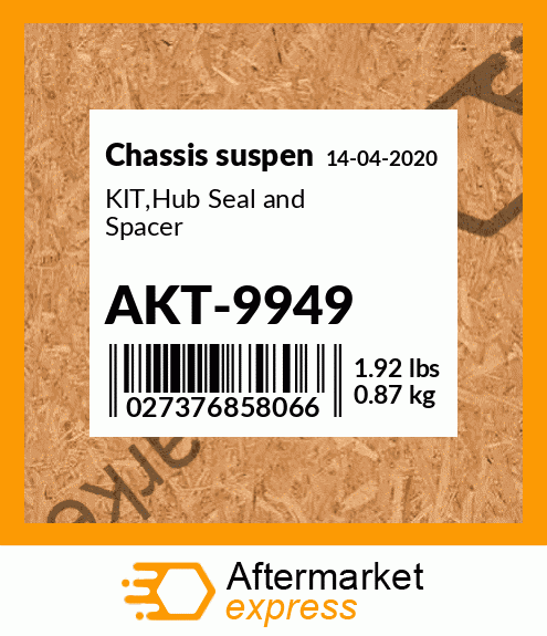 Spare part AKT-9949 + KIT,Hub Seal and Spacer