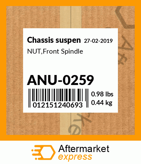 Spare part ANU-0259 + NUT,Front Spindle