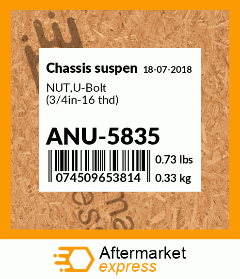 Spare part ANU-5835 + NUT,U-Bolt (3/4in-16 thd)