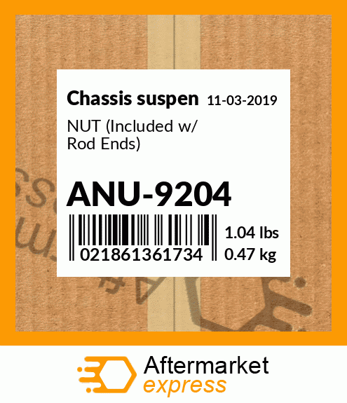 Spare part ANU-9204 + NUT (Included w/ Rod Ends)