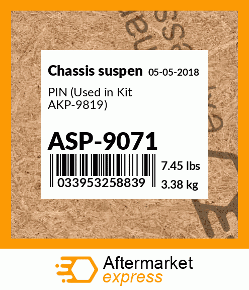 Spare part ASP-9071 + PIN (Used in Kit AKP-9819)