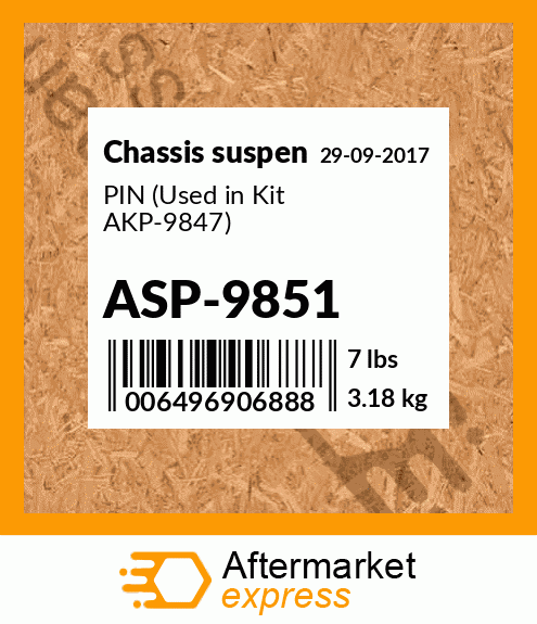 Spare part ASP-9851 + PIN (Used in Kit AKP-9847)