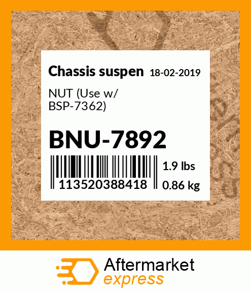 Spare part BNU-7892 + NUT (Use w/ BSP-7362)