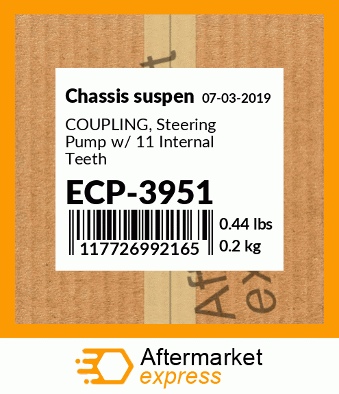 Spare part ECP-3951 + COUPLING, Steering Pump w/ 11 Internal Teeth