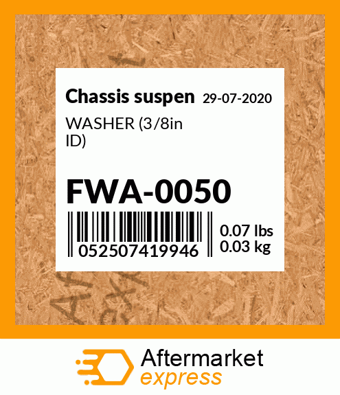 Spare part FWA-0050 + WASHER (3/8in ID)