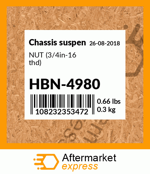 Spare part HBN-4980 + NUT (3/4in-16 thd)