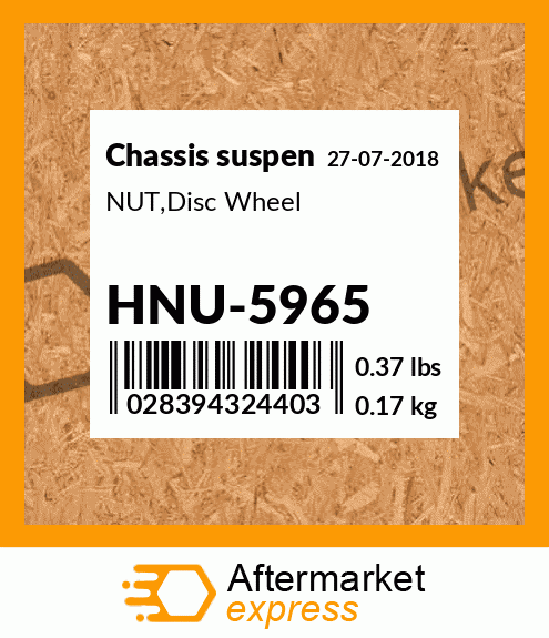 Spare part HNU-5965 + NUT,Disc Wheel