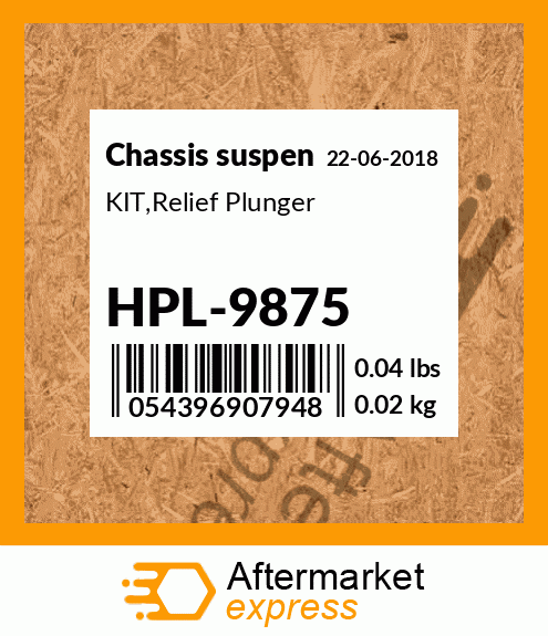 Spare part HPL-9875 + KIT,Relief Plunger