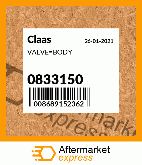 Spare part 0833150 + VALVE_BODY