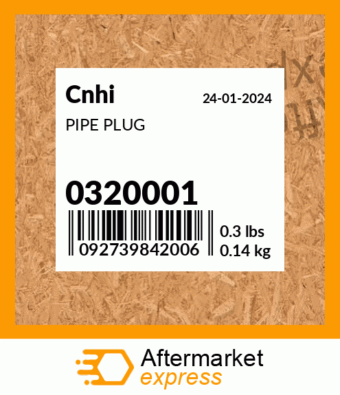 Spare part 0320001 + PIPE PLUG