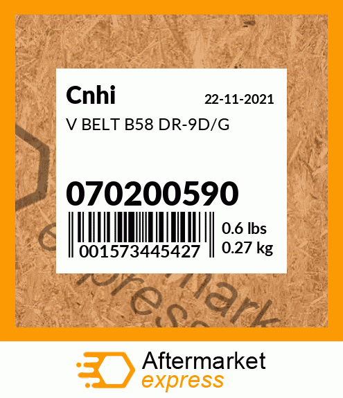 Spare part 070200590 + V BELT B58 DR-9D/G