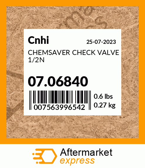 Spare part 07.06840 + CHEMSAVER CHECK VALVE 1/2N