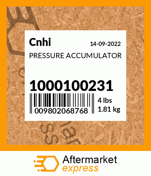 Spare part 1000100231 + PRESSURE ACCUMULATOR