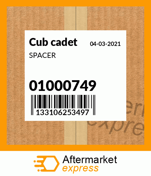 Spare part 01000749 + SPACER