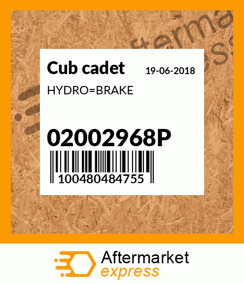 Spare part 02002968P + HYDRO_BRAKE