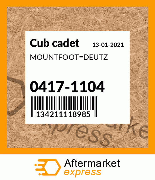 Spare part 0417-1104 + MOUNTFOOT_DEUTZ