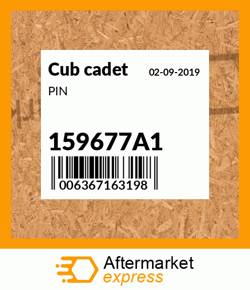 159677A1 - PIN fits Cub Cadet | Price: $2.54