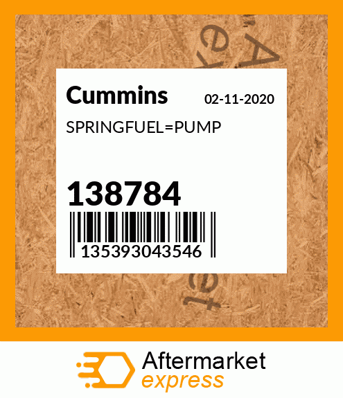 Spare part 138784 + SPRINGFUEL_PUMP