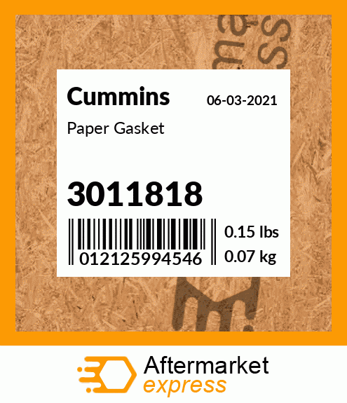 3011818 - Paper Gasket fits Cummins | Price: $6.83