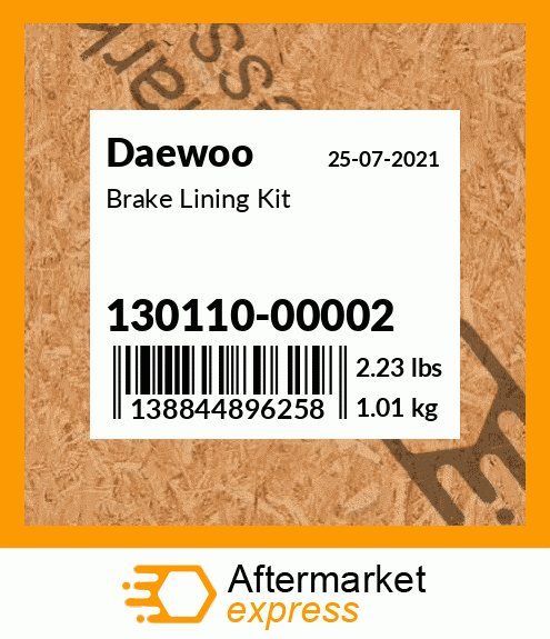 Spare part 130110-00002 + Brake Lining Kit