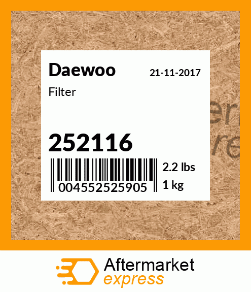 Spare part 252116 + Filter