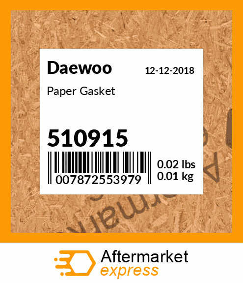 Spare part 510915 + Paper Gasket