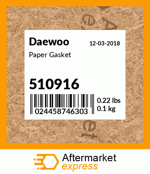 Spare part 510916 + Paper Gasket