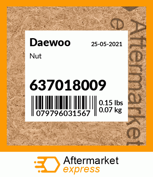 Spare part 637018009 + Nut