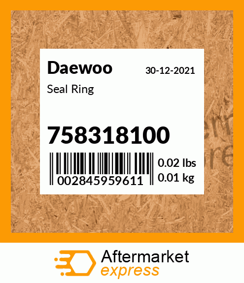 Spare part 758318100 + Seal Ring