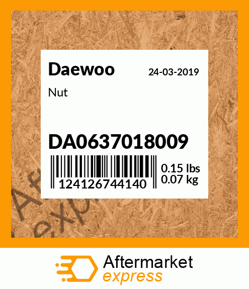 Spare part DA0637018009 + Nut