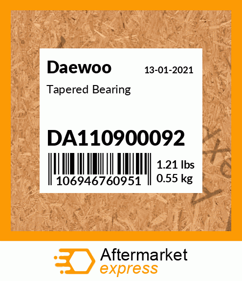 Spare part DA110900092 + Tapered Bearing