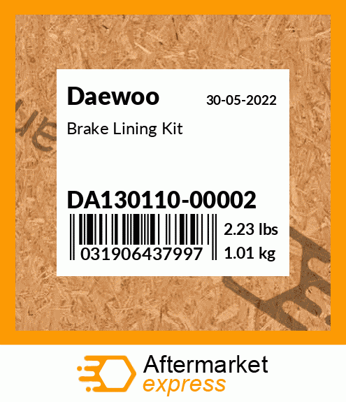 Spare part DA13011000002 + Brake Lining Kit