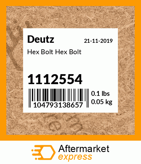 Spare part 1112554 + Hex Bolt Hex Bolt