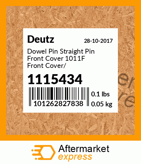 Spare part 1115434 + Dowel Pin Straight Pin Front Cover 1011F Front Cover/ Governer