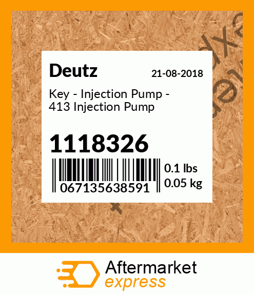 Spare part 1118326 + Key - Injection Pump - 413 Injection Pump