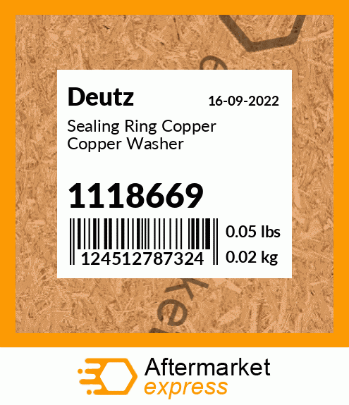 Spare part 1118669 + Sealing Ring Copper Copper Washer