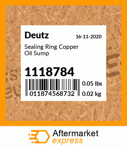 Spare part 1118784 + Sealing Ring Copper Oil Sump