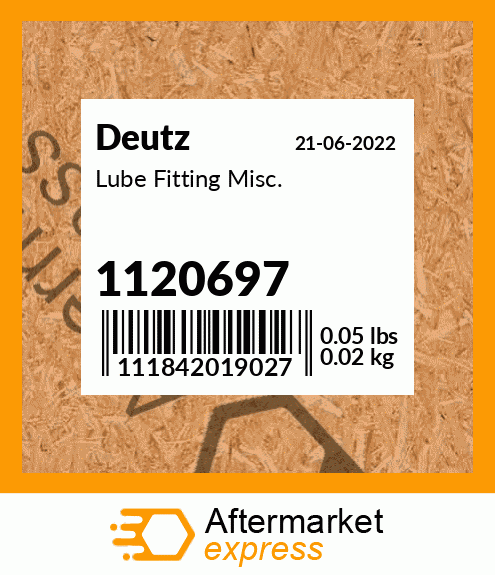 Spare part 1120697 + Lube Fitting Misc.