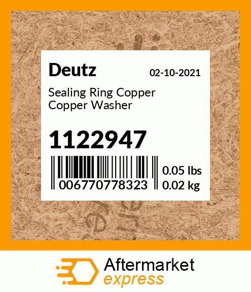 Spare part 1122947 + Sealing Ring Copper Copper Washer