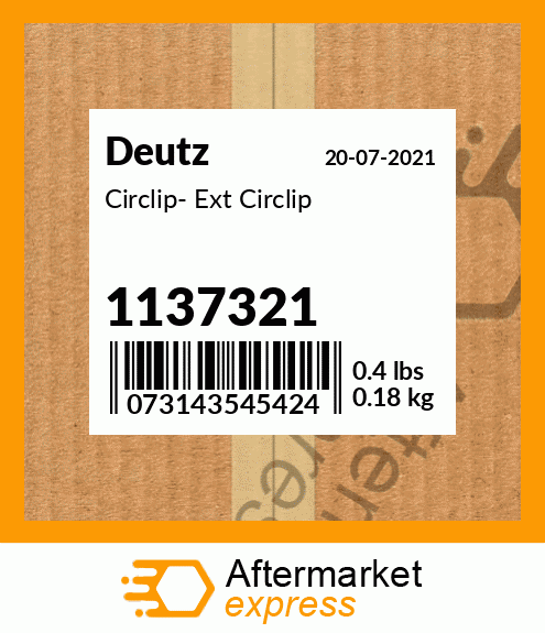 Spare part 1137321 + Circlip- Ext Circlip