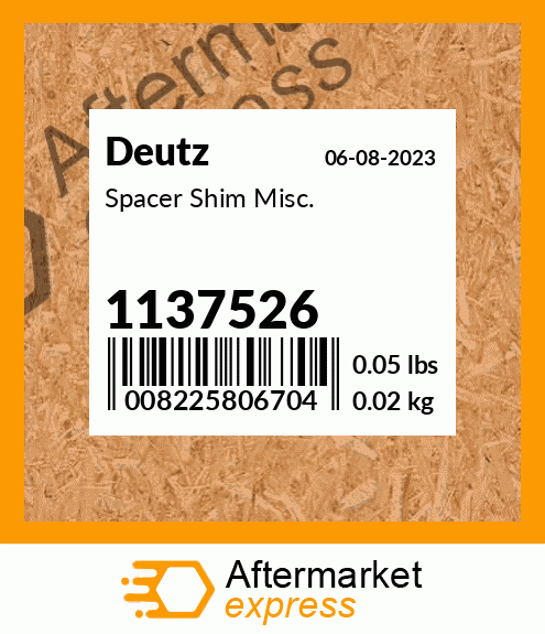 Spare part 1137526 + Spacer Shim Misc.