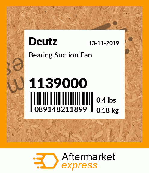 Spare part 1139000 + Bearing Suction Fan