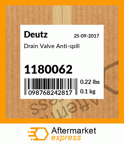 Spare part 1180062 + Drain Valve Anti-spill