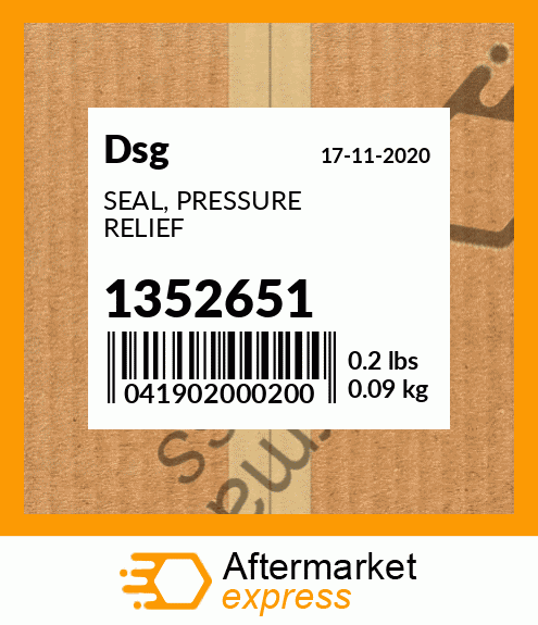 Spare part 1352651 + SEAL, PRESSURE RELIEF