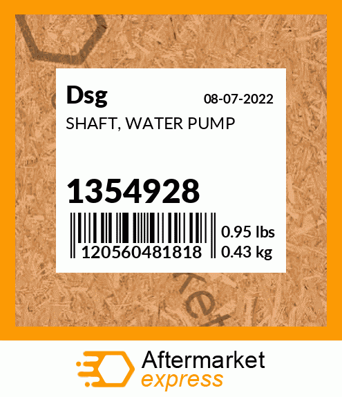 Spare part 1354928 + SHAFT, WATER PUMP