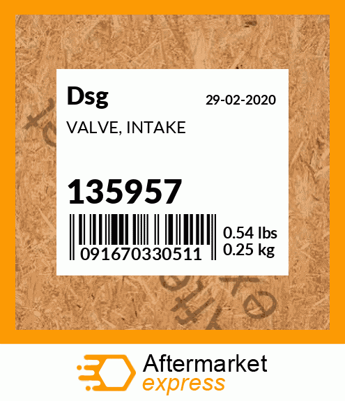 Spare part 135957 + VALVE, INTAKE